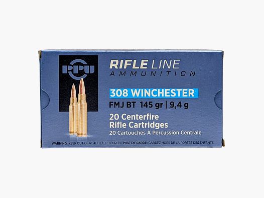 PPU Kaliber .308Win FMJ BT 145gr 20 Schuss