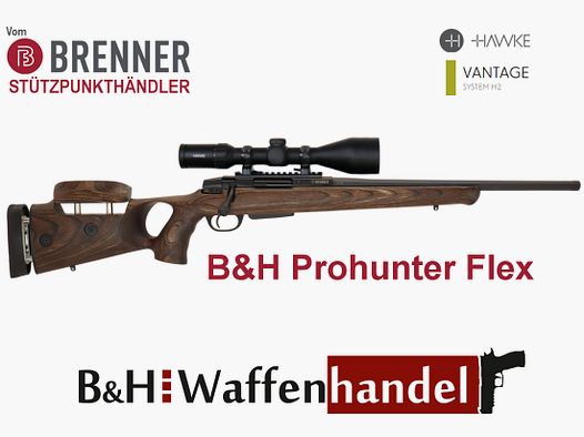 Komplettpaket: Brenner BR20 B&H Prohunter Flex Lochschaft mit doppelter Verstellung inkl. Hawke 3-12x56 (Art.Nr.: BR20PHFP6) Finanzierung möglich