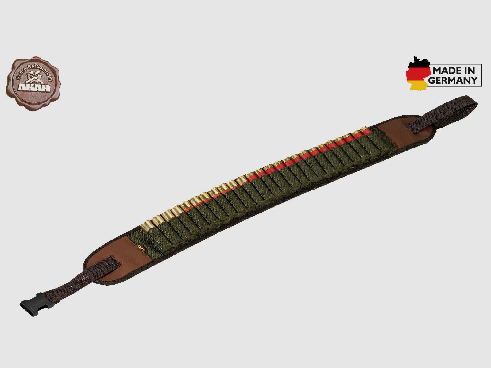 AKAH Patronengürtel Courdura mit Elch-Lederbesatz