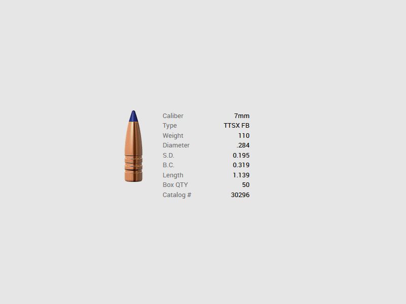 Barnes Pocisk 7mm/.284 110GR Tipped TSX FB 50 sztuk