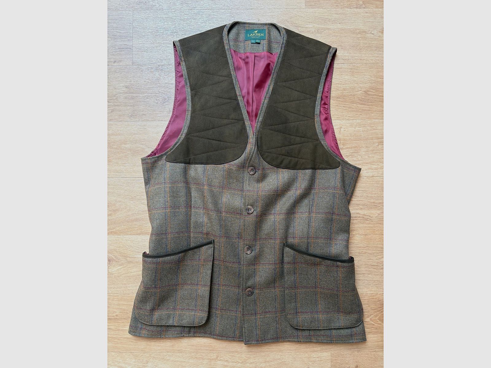 Laksen Sporting Shooting Vest Lovat Tweed from Scotland size XL