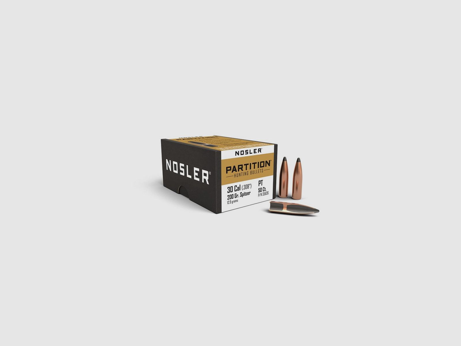 NOSLER GESCHOSSE .308" 200GR PARTITION SPITZER 50ST., Bild 2 von 2