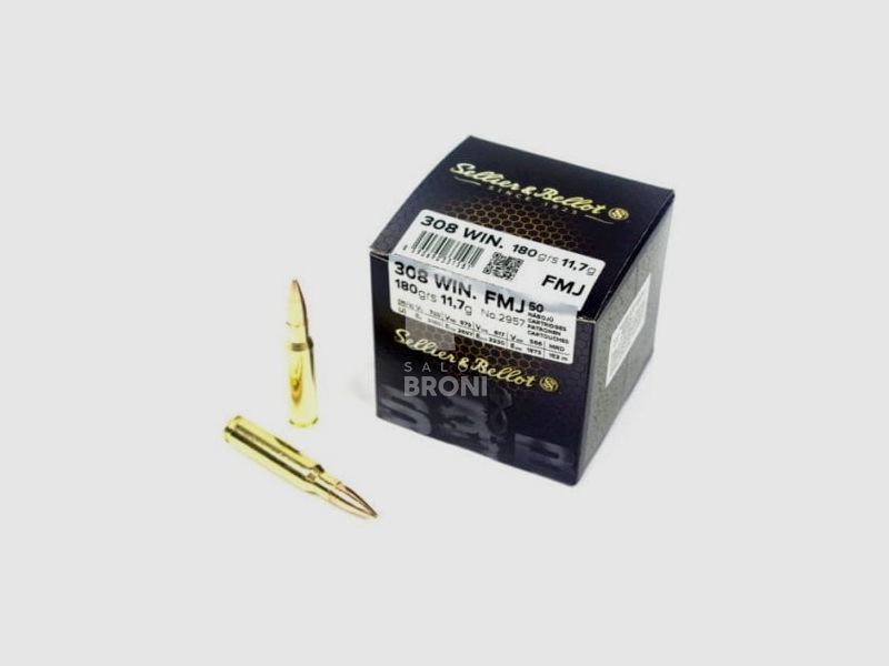 Munitions Sellier & Bellot .308 Win FMJ (1 boîte = 50 pièces)