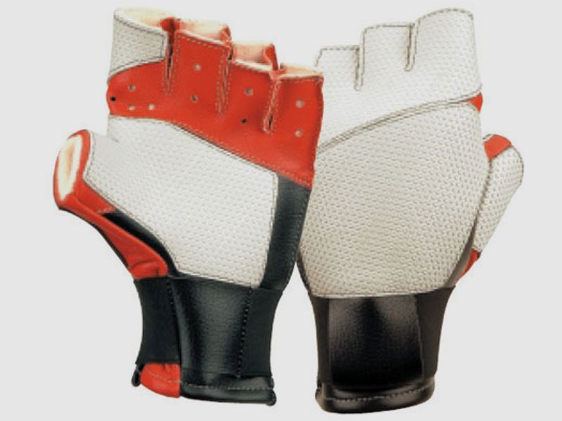 Kustermann Grip-fingerless red for left-handed shooters-right hand shooting gloves