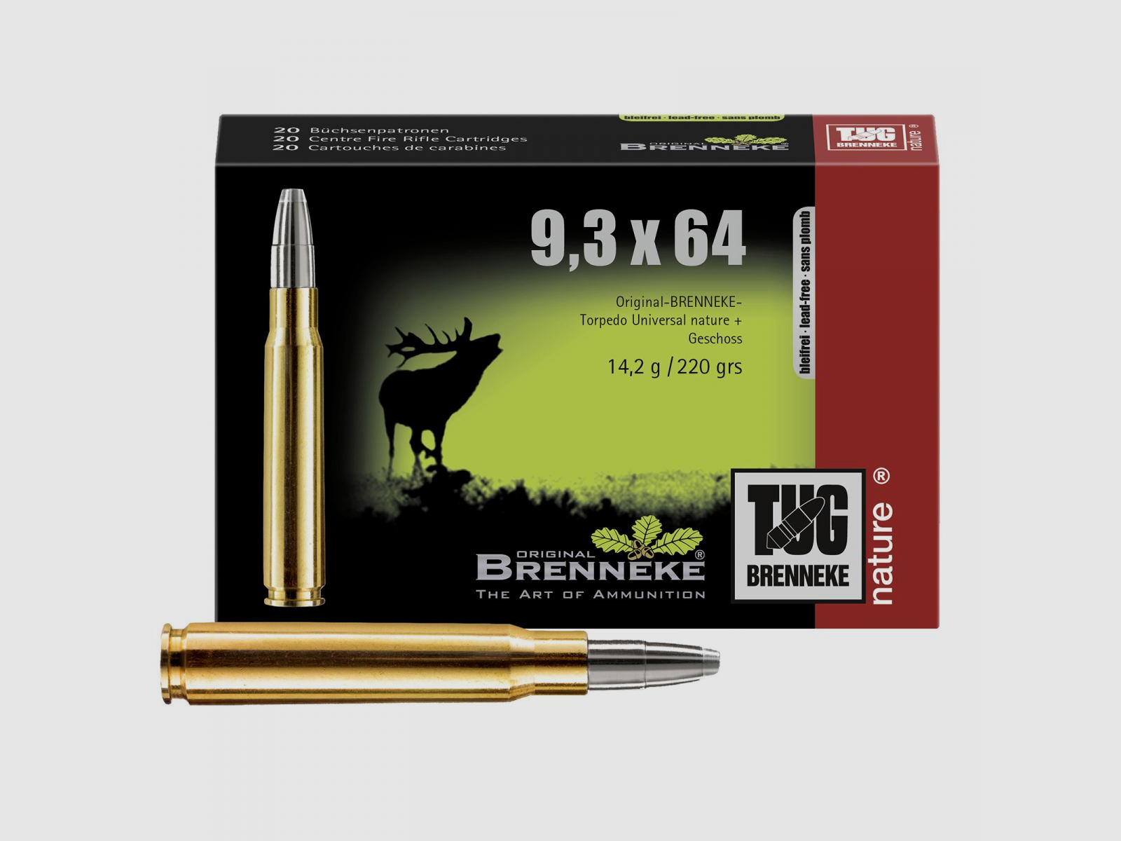 Brenneke 9,3x64 220GR TUG nature+ 20 patronen