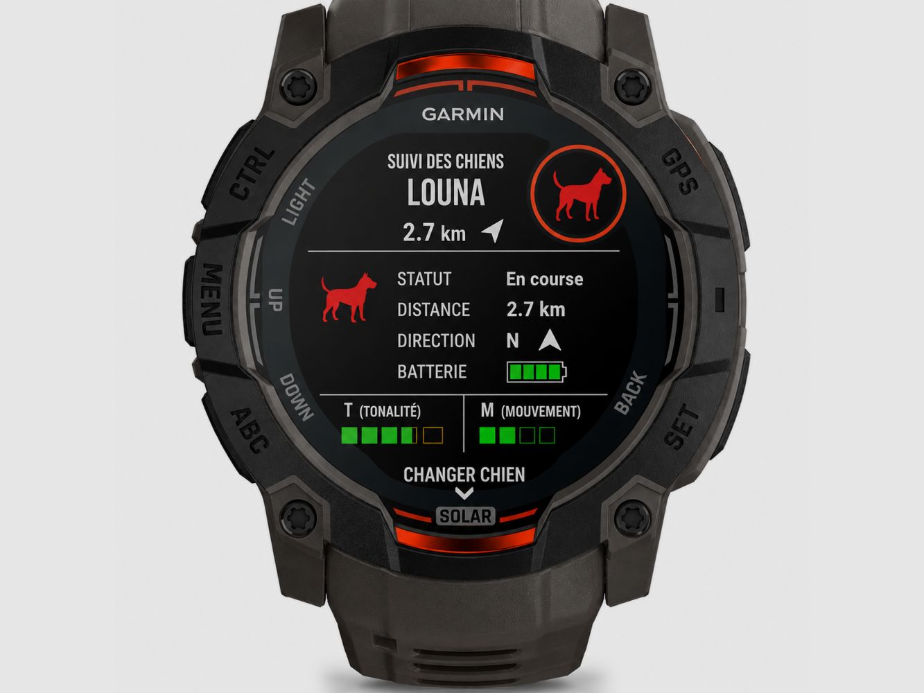 UHR Garmin Instinct® 3 SOLAR – Jagdausgabe JMARTEMIS SCHWARZ UND ORANGE (45 mm), Bild 5 von 5