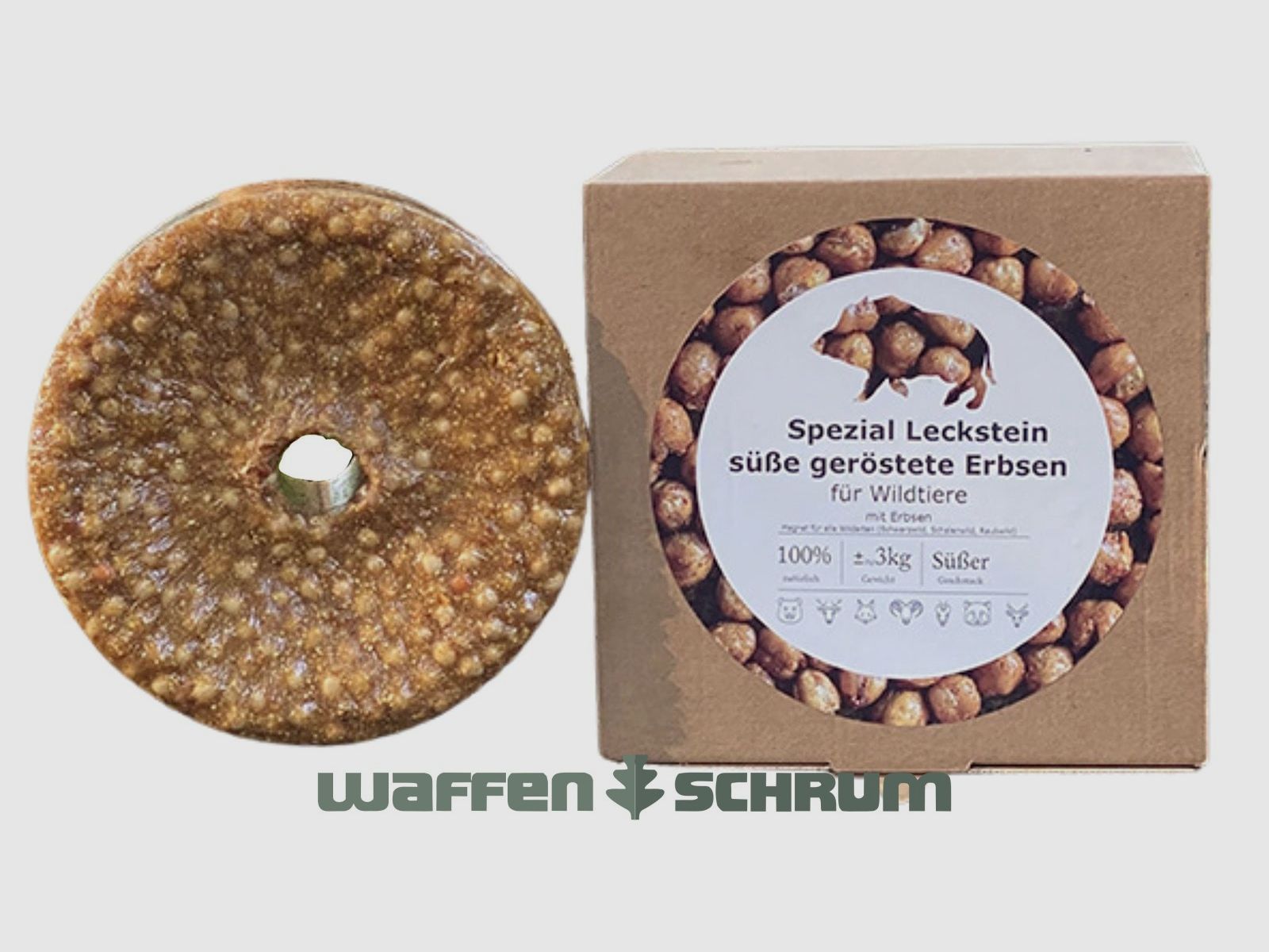 Wildlutscher Spezial Leckstein 3 kg Geröstete Erbsen
