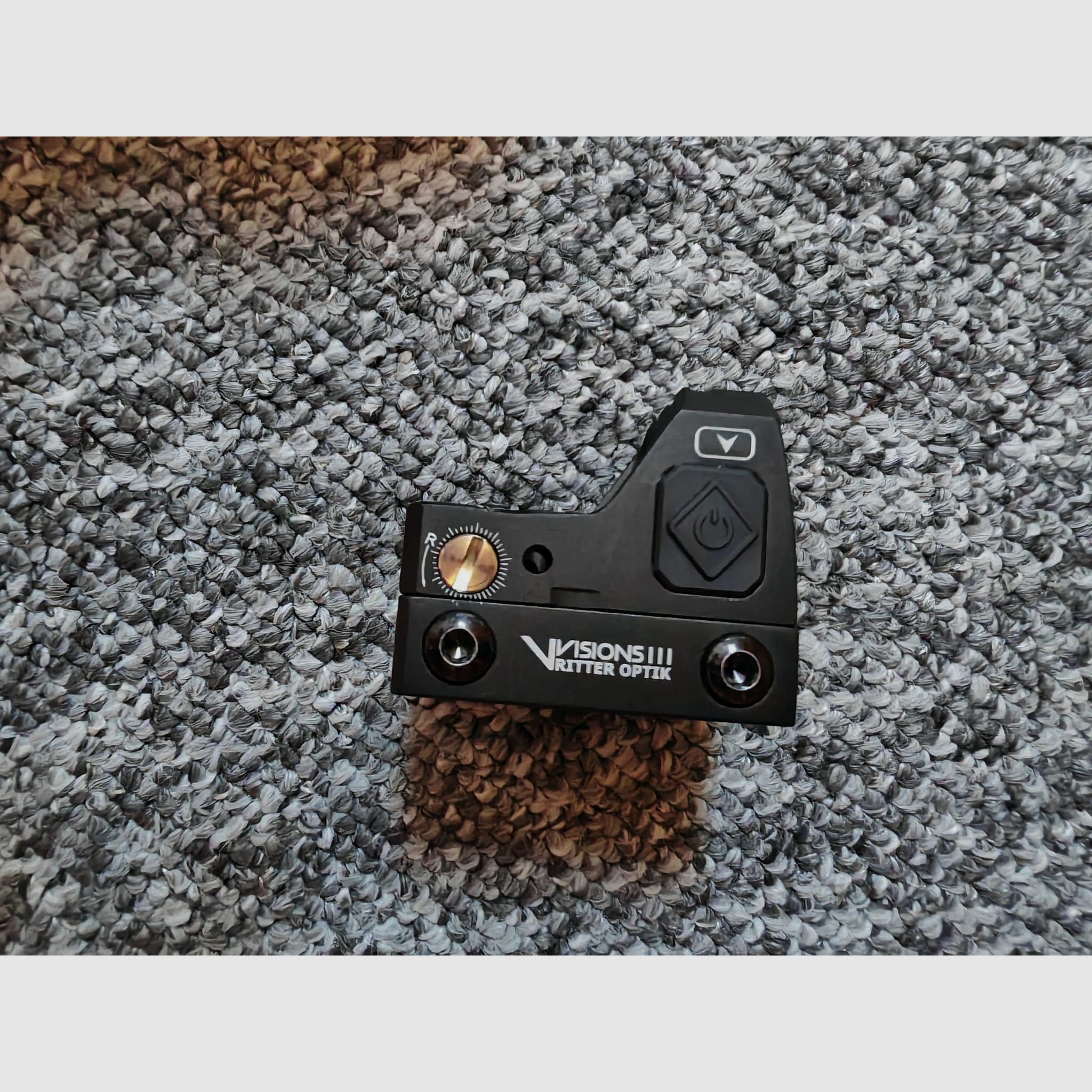 Ritter Optik Reflexvisier V-VISION III RMR Mikro Red Dot  Leuchtpunkt Visier 2 MOA | Picatinny Montage | für IPSC Schießen geeignet