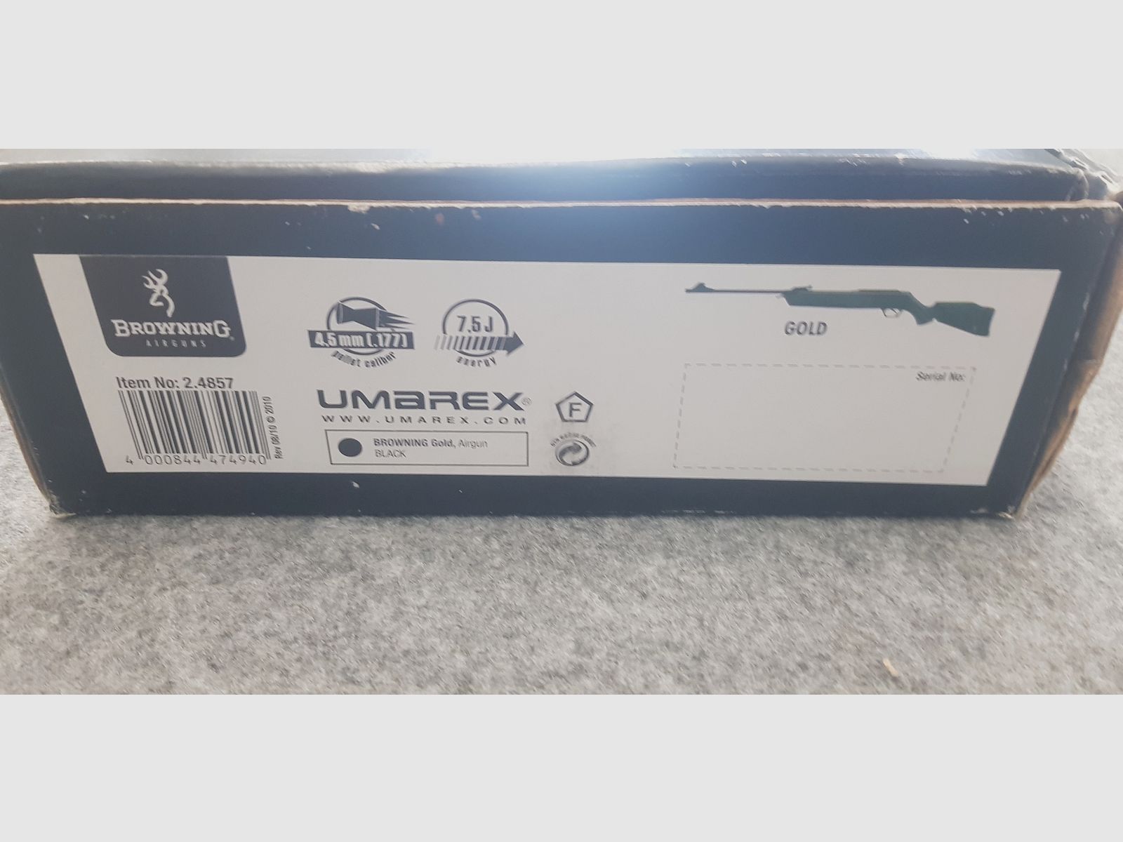 Neuwertig Browning Airguns Gold Umarex Knicker Luftgewehr mit F Zeichen cal. 4,5mm