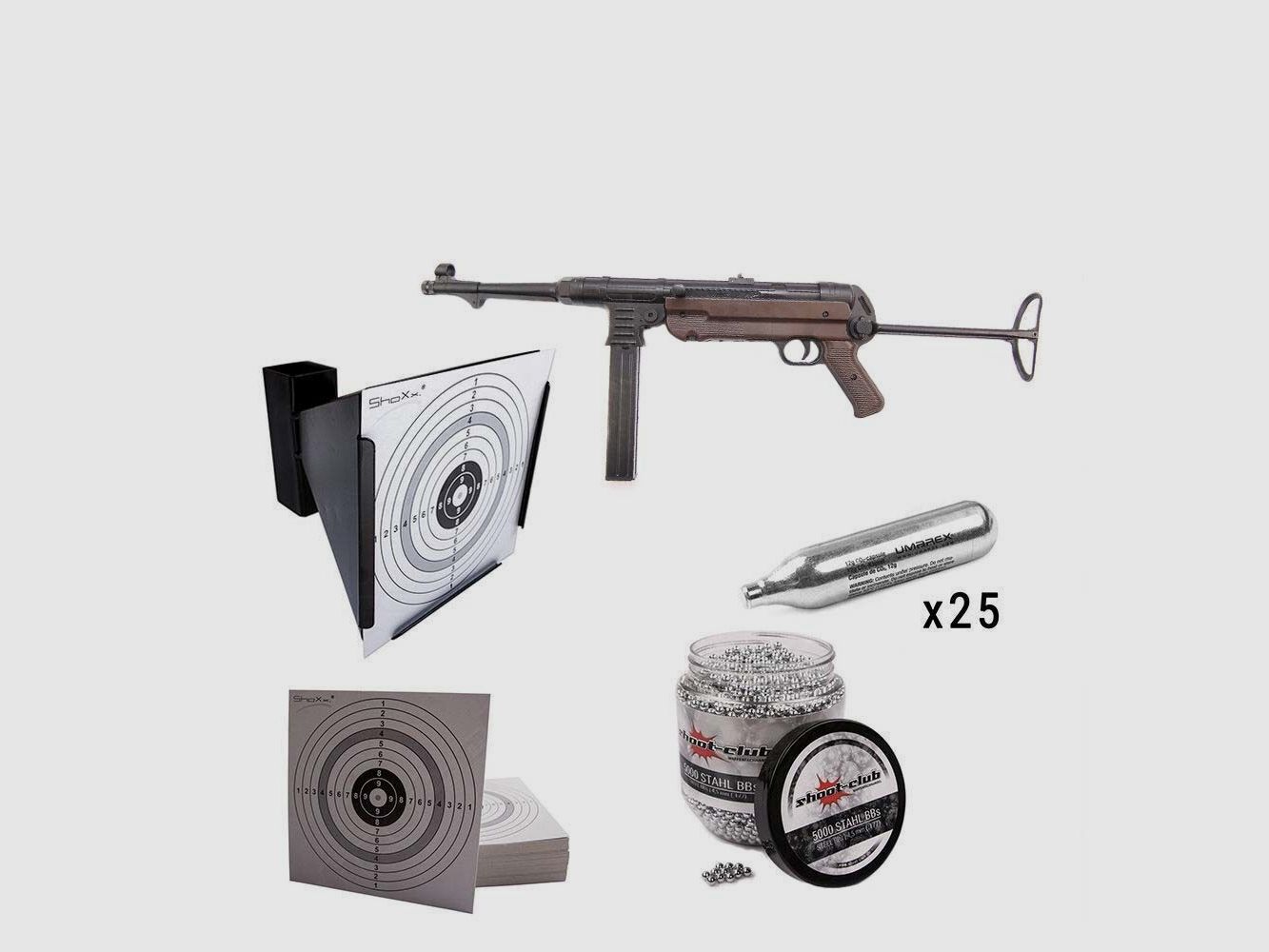 Rifle CO2 MP40 calibre 4,5mm BB - conjunto completo shoot-club