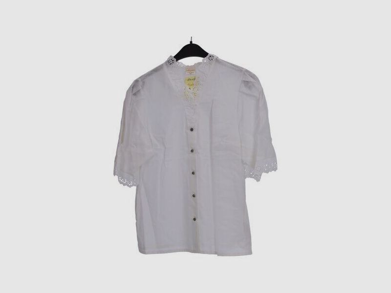 Angelika ropa tradicional blusa blanca de manga corta con escote en V 40, imagen 1 de 2