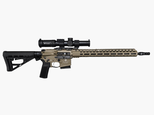 SCHMEISSER AR15 M5FL DYNAMIC 16,75“ .223 Rem. met SM 34 montage en richtkijker Falke 1-8X24 SAS kruis halfautomatisch geweer FDE! UVP: 3523 €