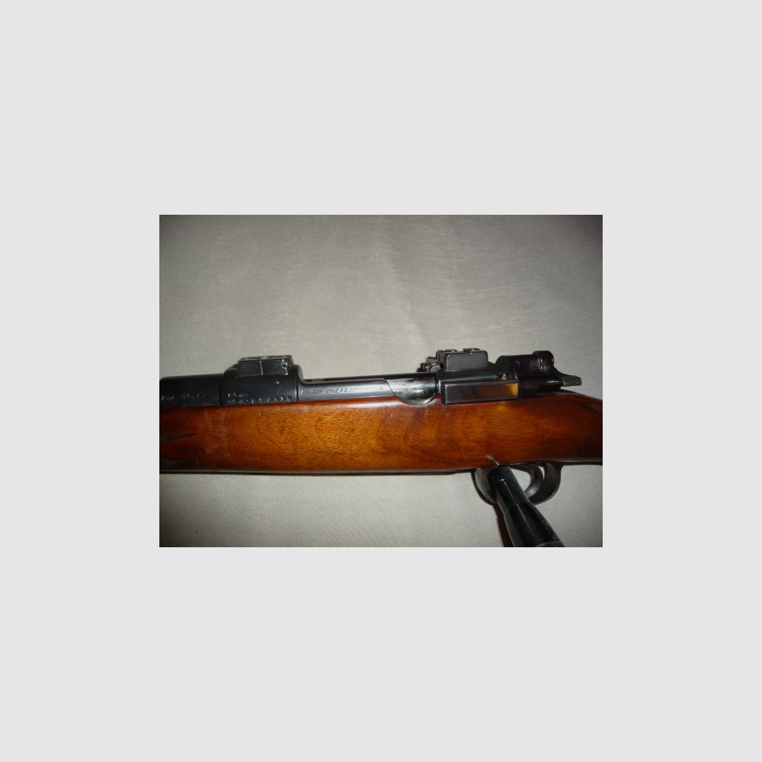 Original Mauser 98er Repetierer avec histoire : Cal. 9,3x62, longueur du canon environ 60cm, montage pivotant EAW,