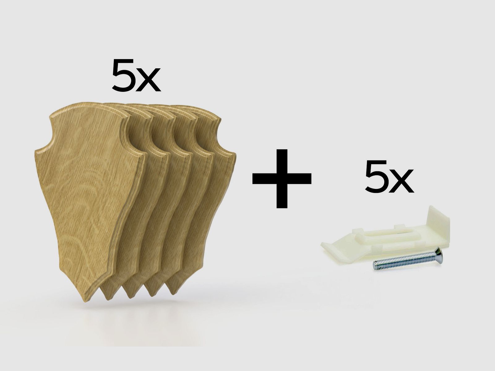 5 x trophy shield for roe deer 19x12cm light (oak 2)