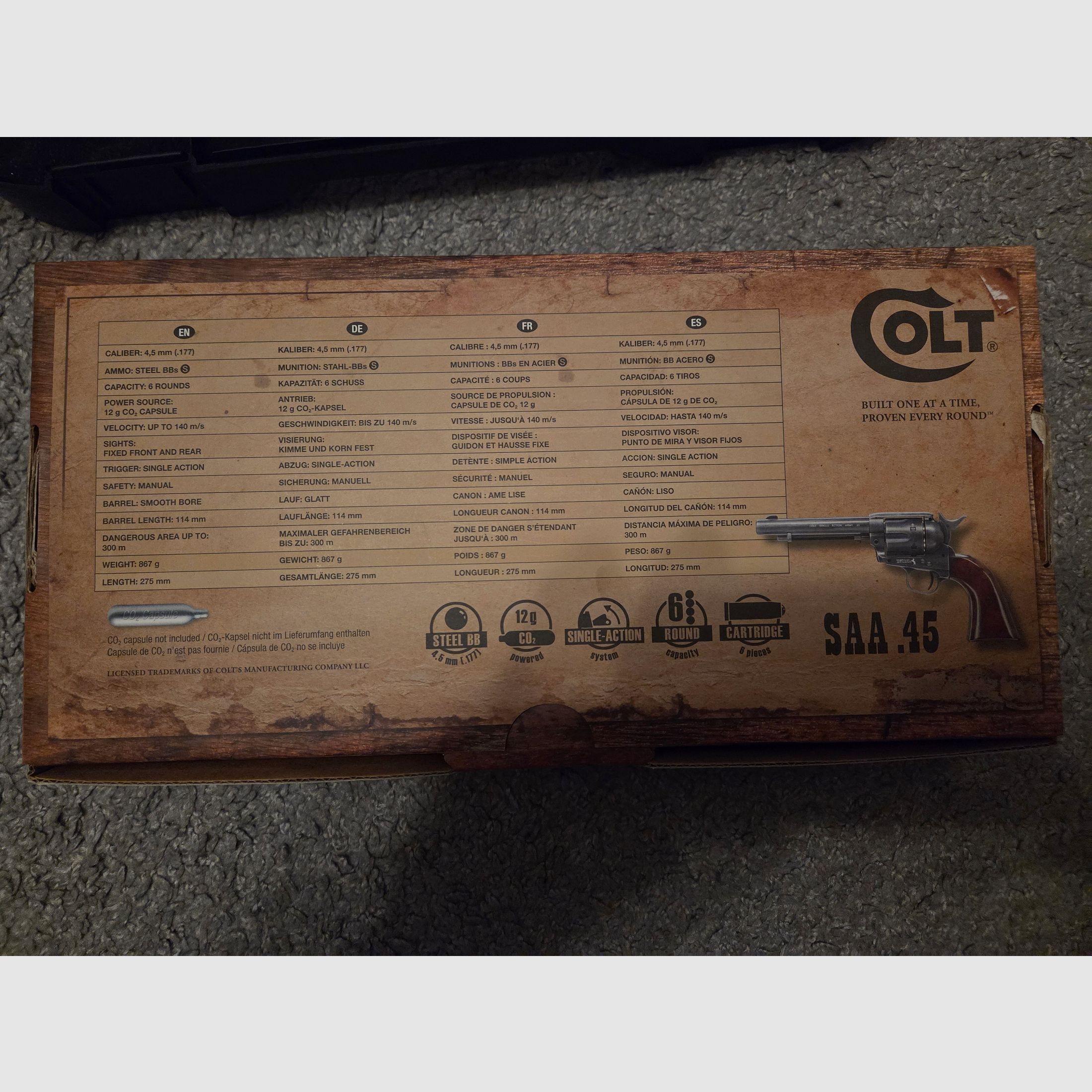 Colt Single Action Army 45 antique revolver CO2 4,5mm BB