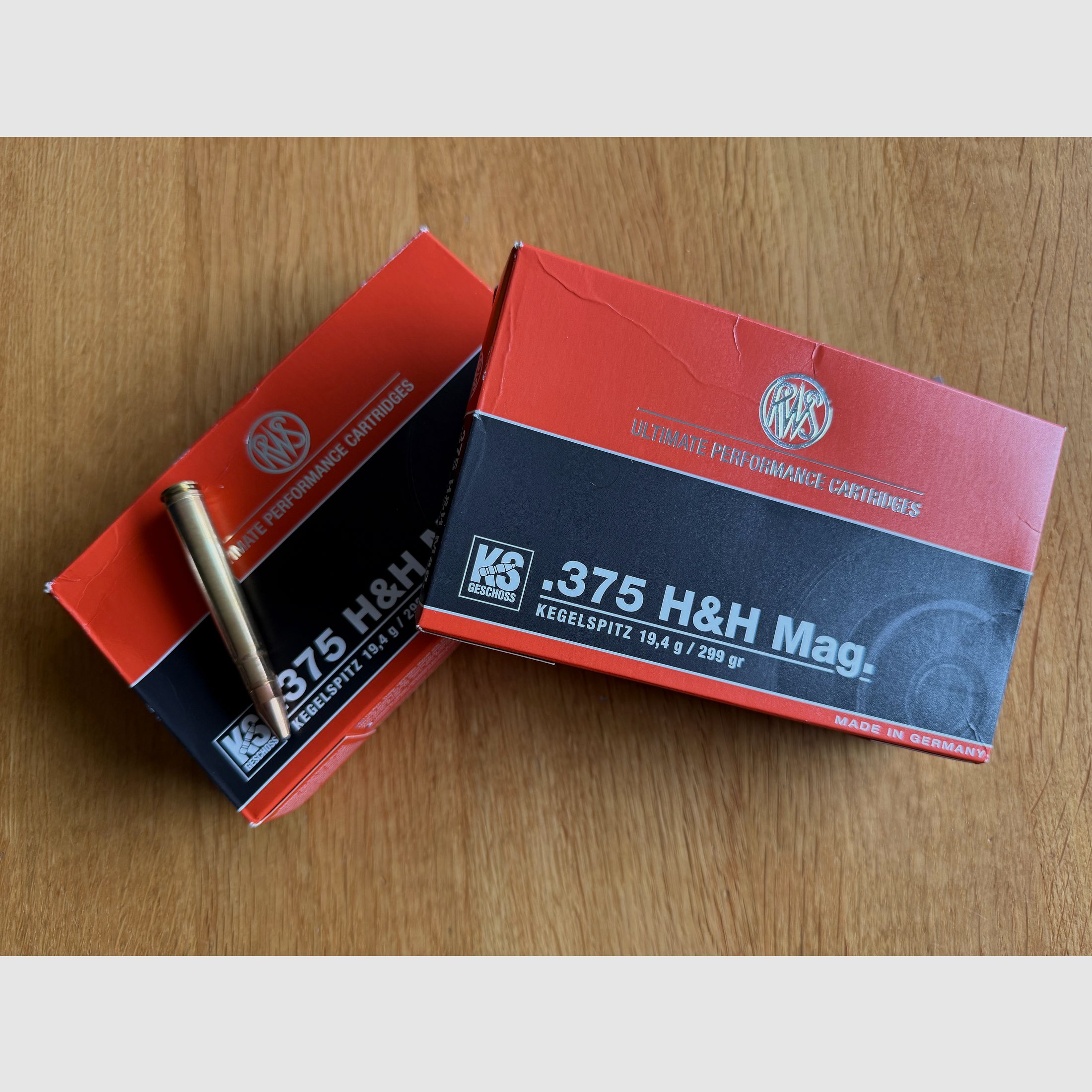 36 Patronen RWS Kegelspitz im Kaliber .375 H&H Mag aus einem Los