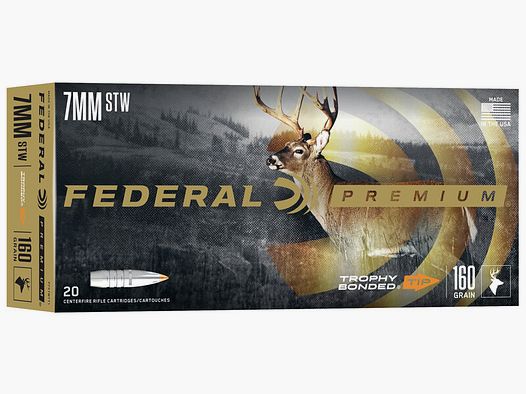 Federal Premium Trophy Bonded Tip 7mm STW 160GR 20 Patronen