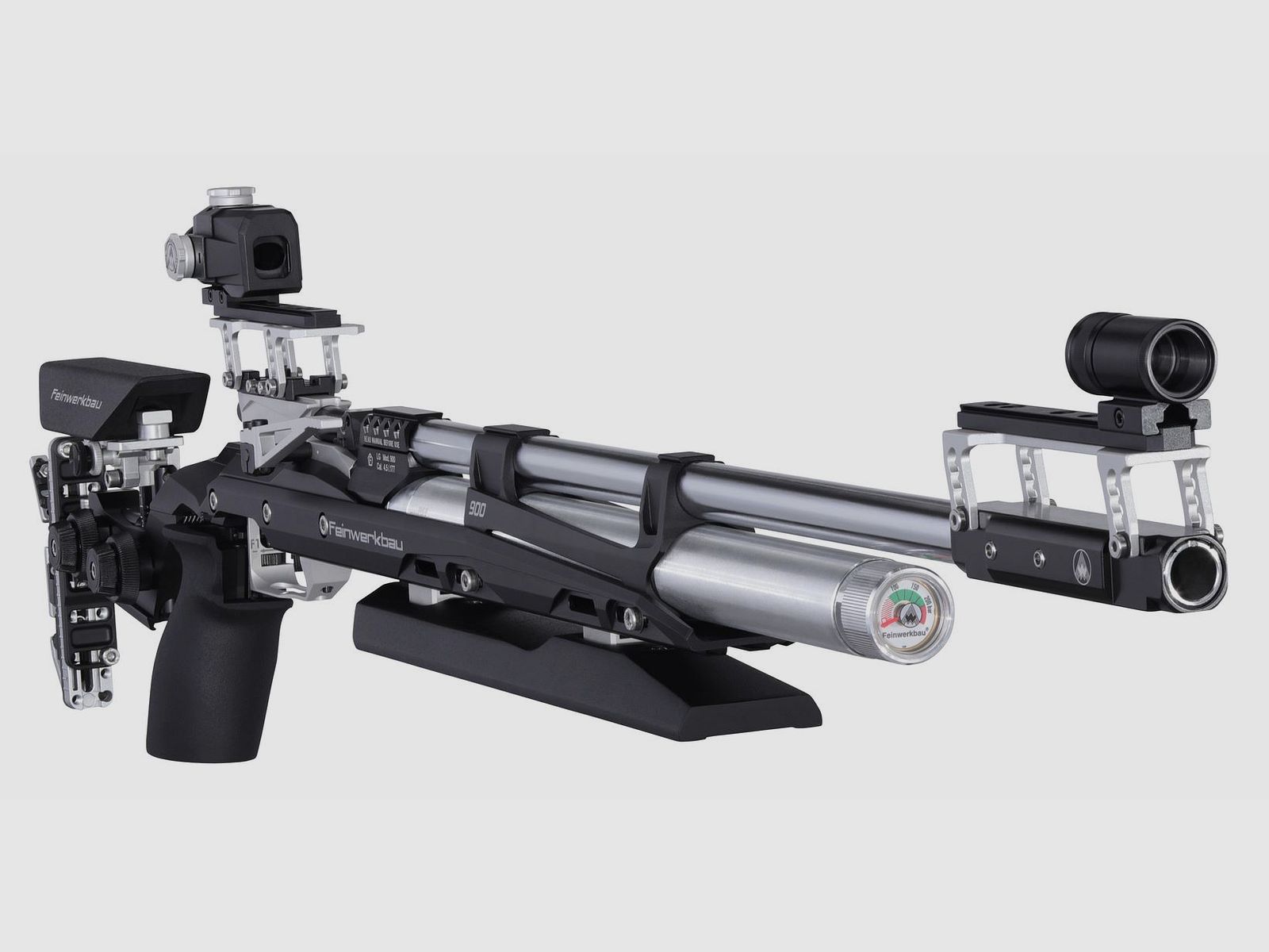 Feinwerkbau 900 Alu rest with grip rail, silver, right-hand grip, size M, match air rifle, image 3 of 3