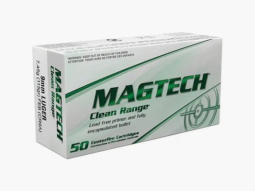 Magtech 9 mm Luger FEB Vollmantel 115 gr. CR9A Clean Range - 50 Stk.