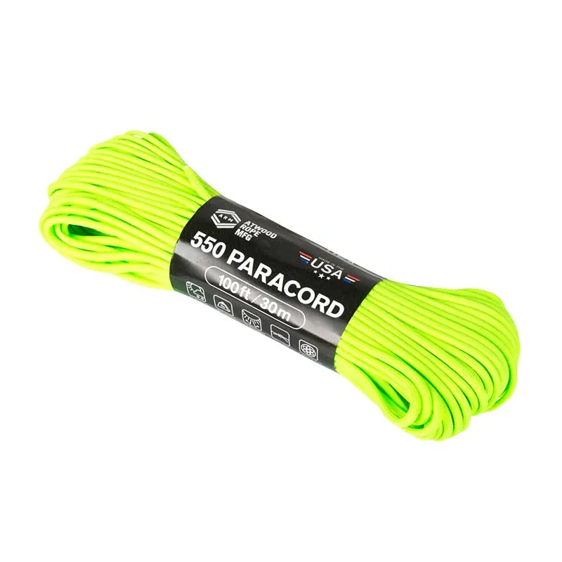 Linka survivalowa z paracordu 550 - długość 30 m - Atwood Rope, kolor neon green