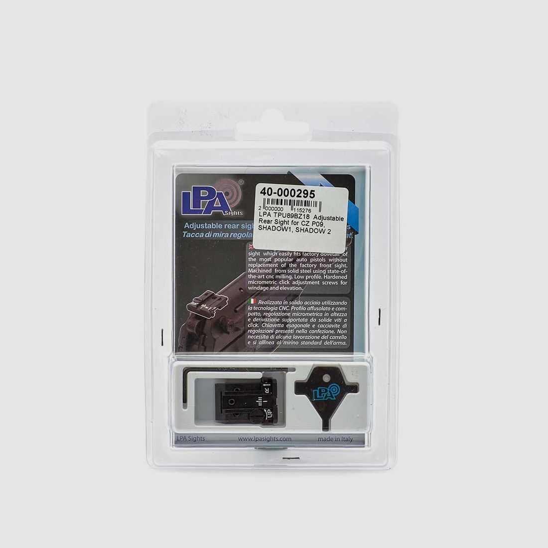 LPA TPU89BZ18 mirino posteriore regolabile per CZ P09, SHADOW1, SHADOW 2, immagine 2 di 3