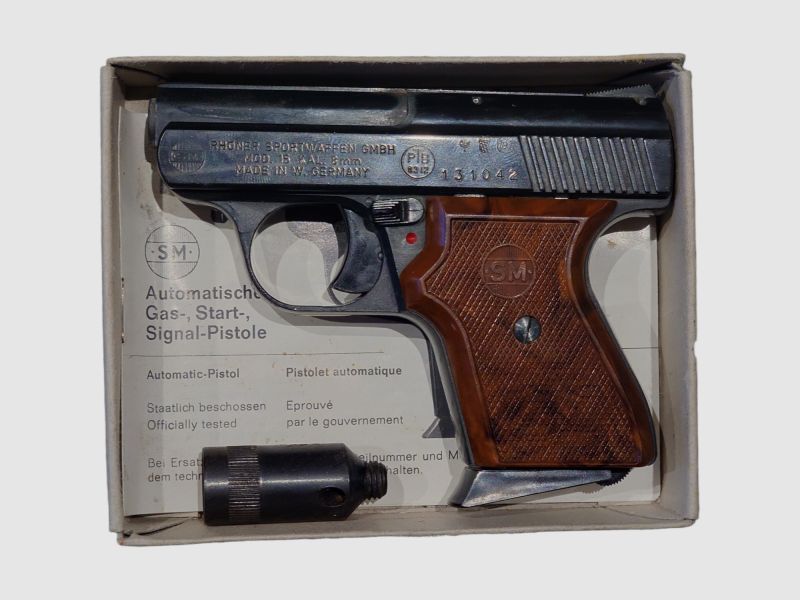 Rhöner Sportwaffen GMBH 8mm SM Mod 15 mit 7er Magazin Schreckschuss Pistole