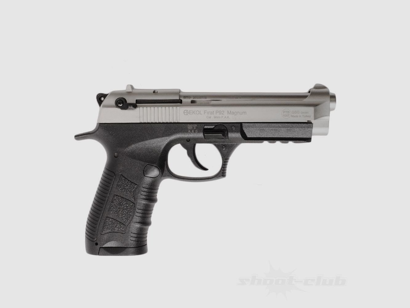 Ekol P92 Magnum Schreckschusspistole 9mm P.A.Knall Nickel