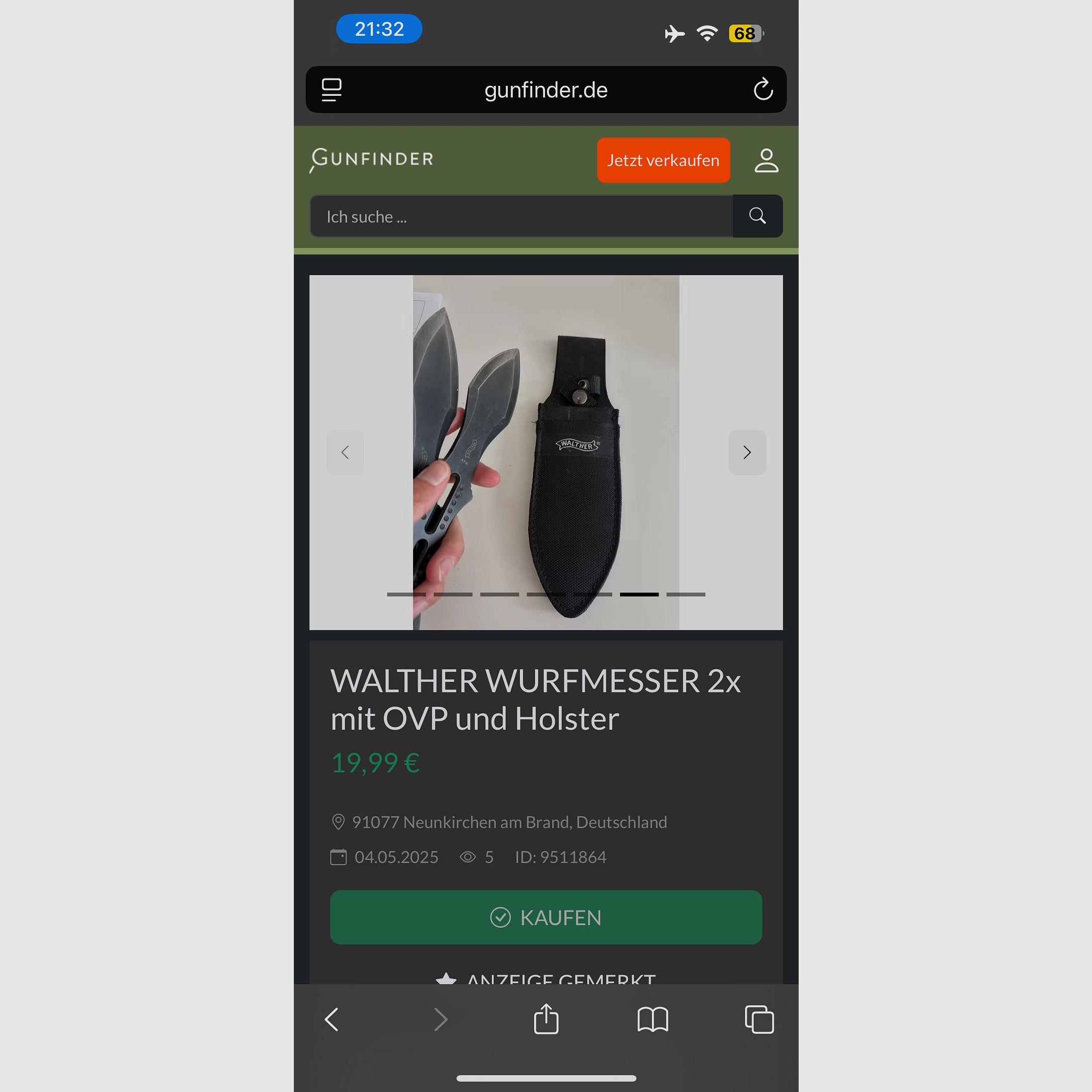 Wurfmesser WALTHER 2x mit Holster