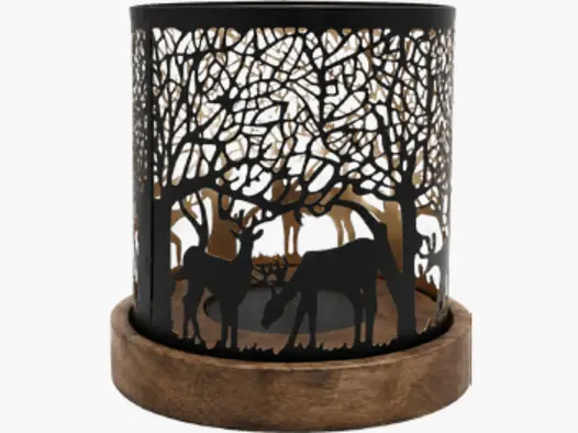AKAH Windlicht Wald- und Hirschmotiv