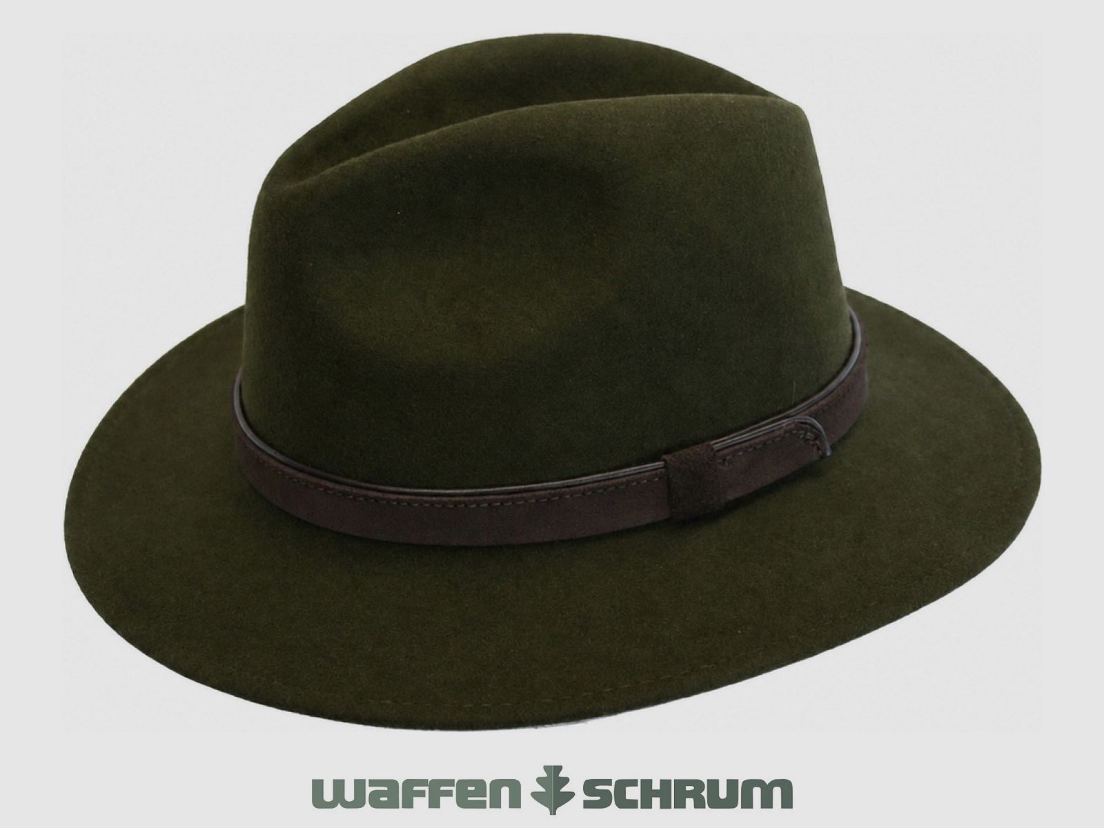 Chapeau en loden Rollhut avec garniture en cuir vert