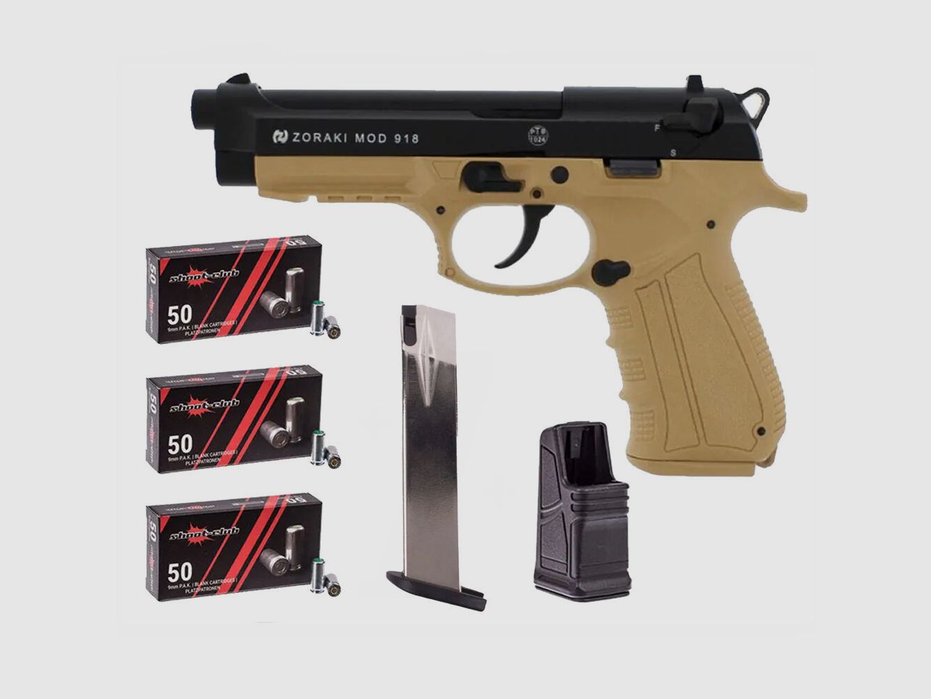 Zoraki 918-P Pistola a Salve Desert 9mm PAK Set di Cartucce, immagine 1 di 4