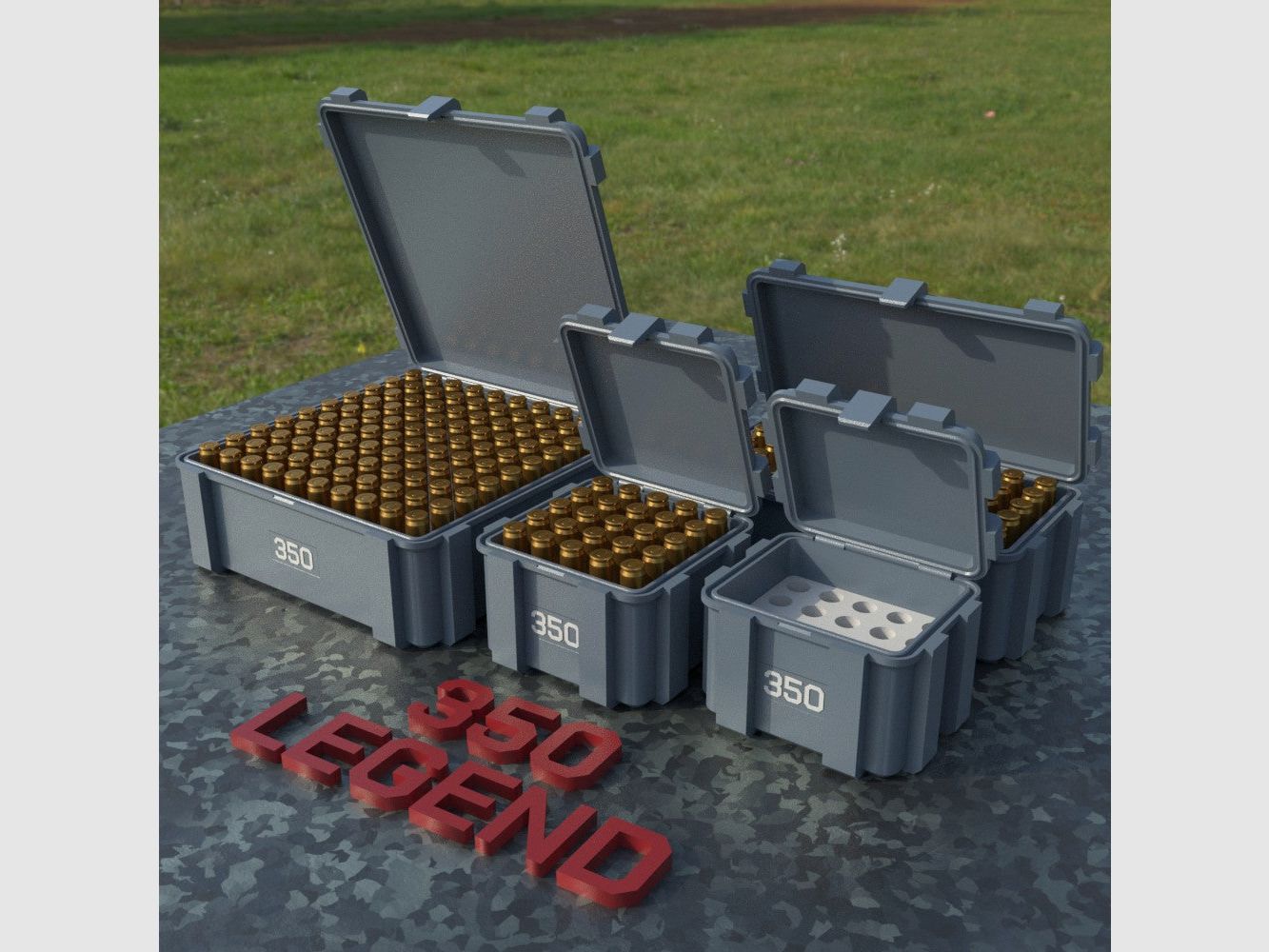Caja de municiones Filamelt / .350 Legend / 'tapa abatible' / caja de cartuchos, caja de municiones