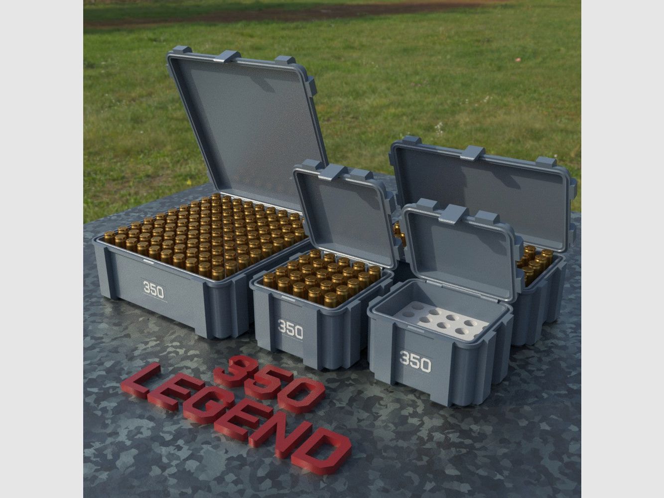 Filamelt ammunition box / .350 Legend / 'flip lid' / cartridge box, ammo box