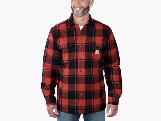 Carhartt Camicia Giacca Flanella Foderata Uomo Rosso Ocher S