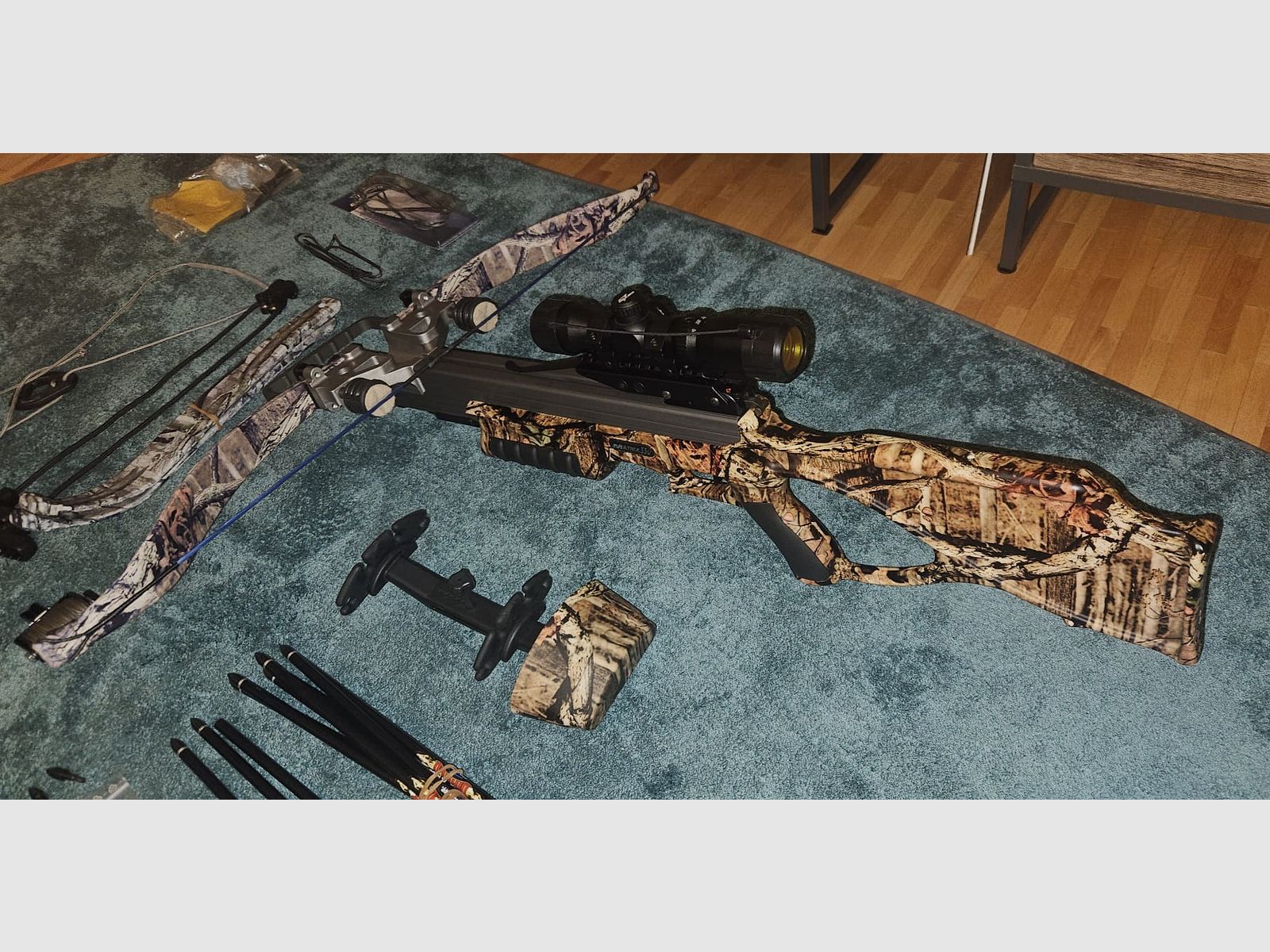 Excalibur Matrix 330 Armbrust + viel Zubehör (Ersatzwurfarme, Tasche, ZF) – sehr guter Zustand