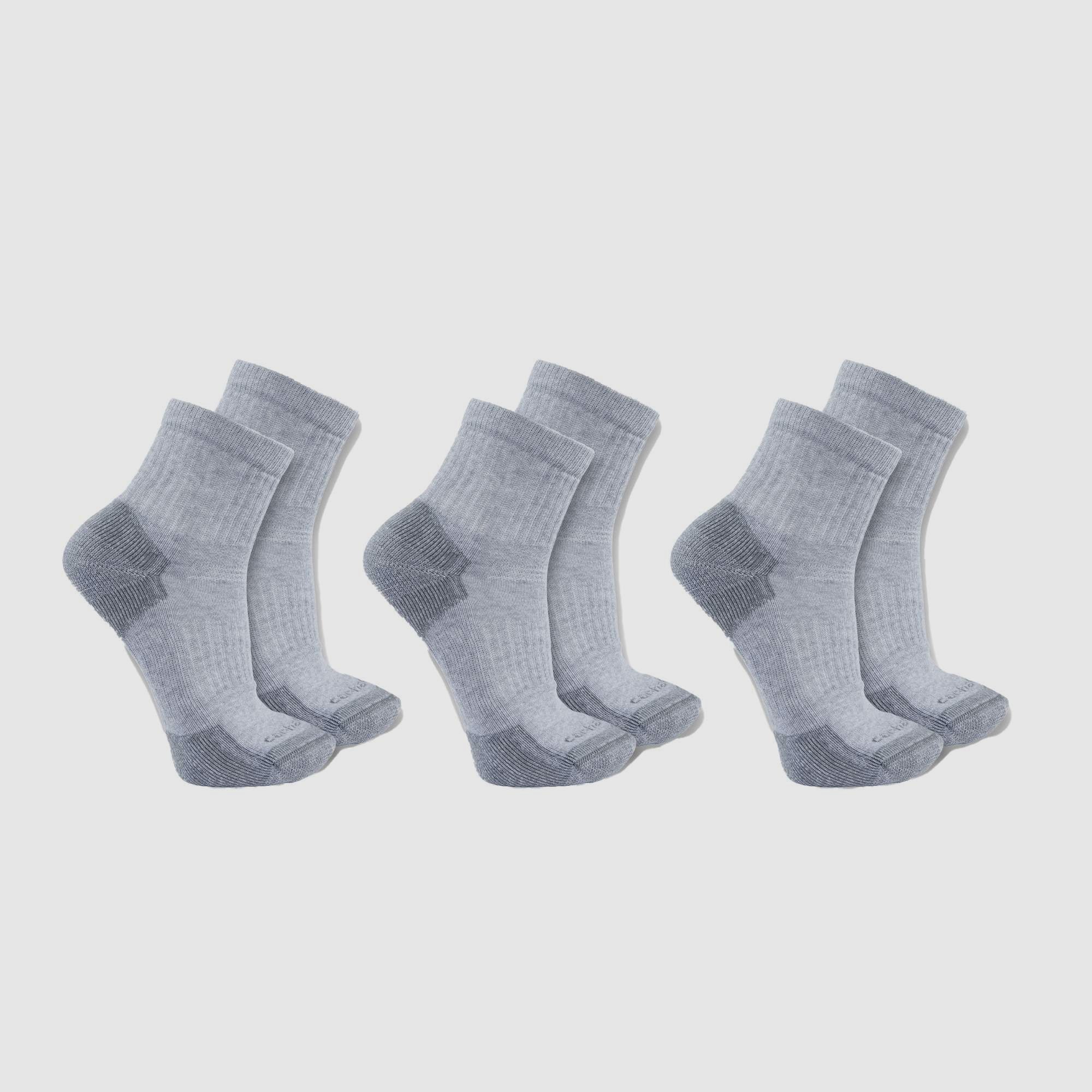 Carhartt Cotton Blend Quarter Socks 3-Pack Men's Grey L
