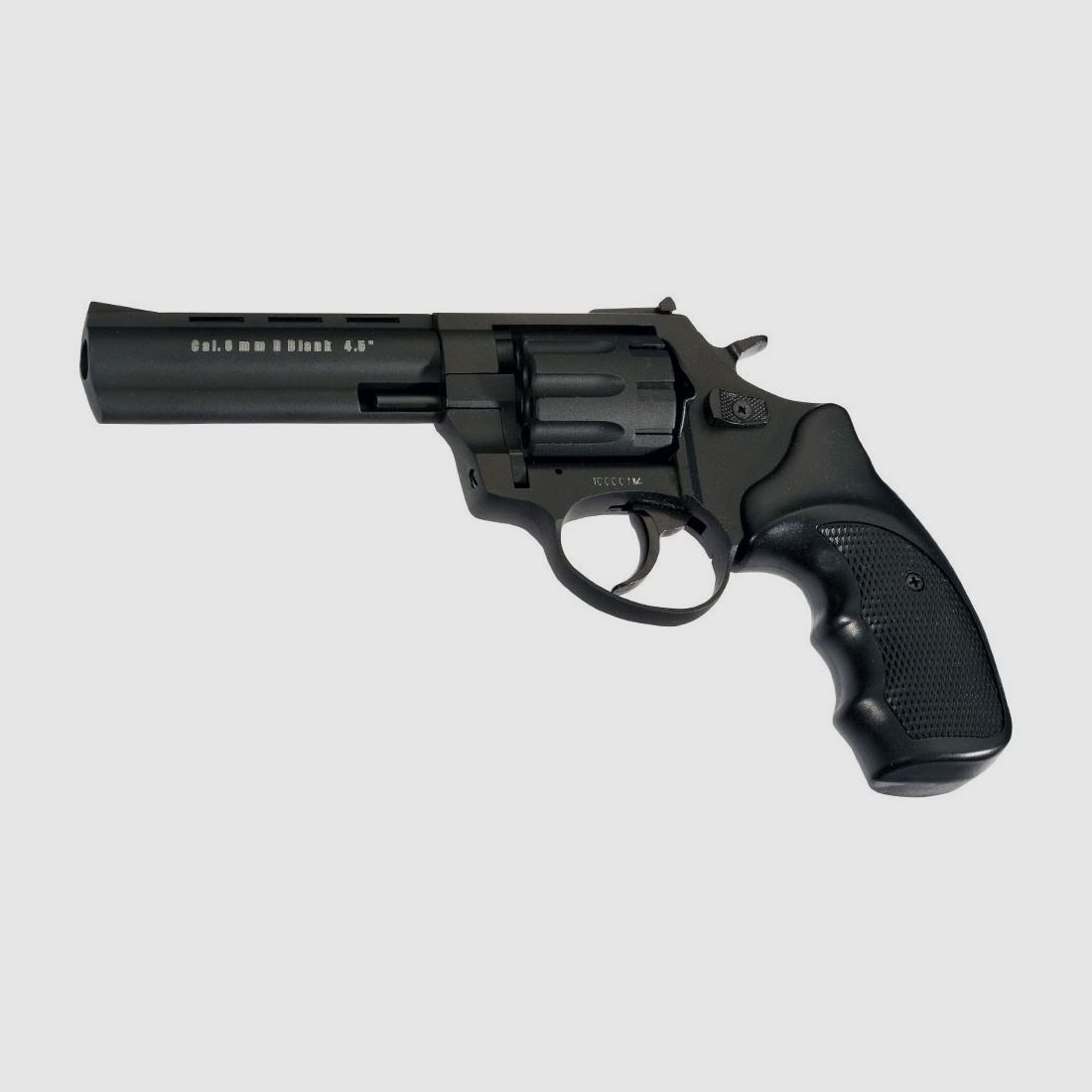 ZORAKI R1 4.5" Black 9mm R.K. blank firing revolver in the style of classic Smith & Wesson revolvers