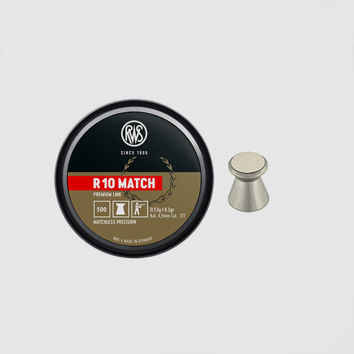 RWS – R 10 MATCH PREMIUM LINE | MATCHLESS PRECISION | 4.5mm 0.53g/8.2gr (500 pcs)