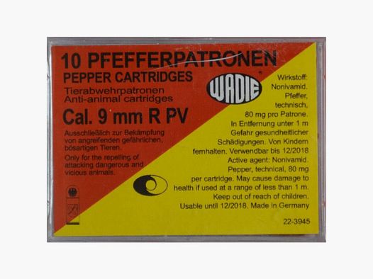 9 mm/380 Pv Pfeffer-Gas Patronen X10