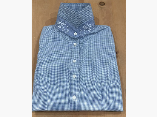Camicia in flanella Wallmann a quadri con ricami in blu