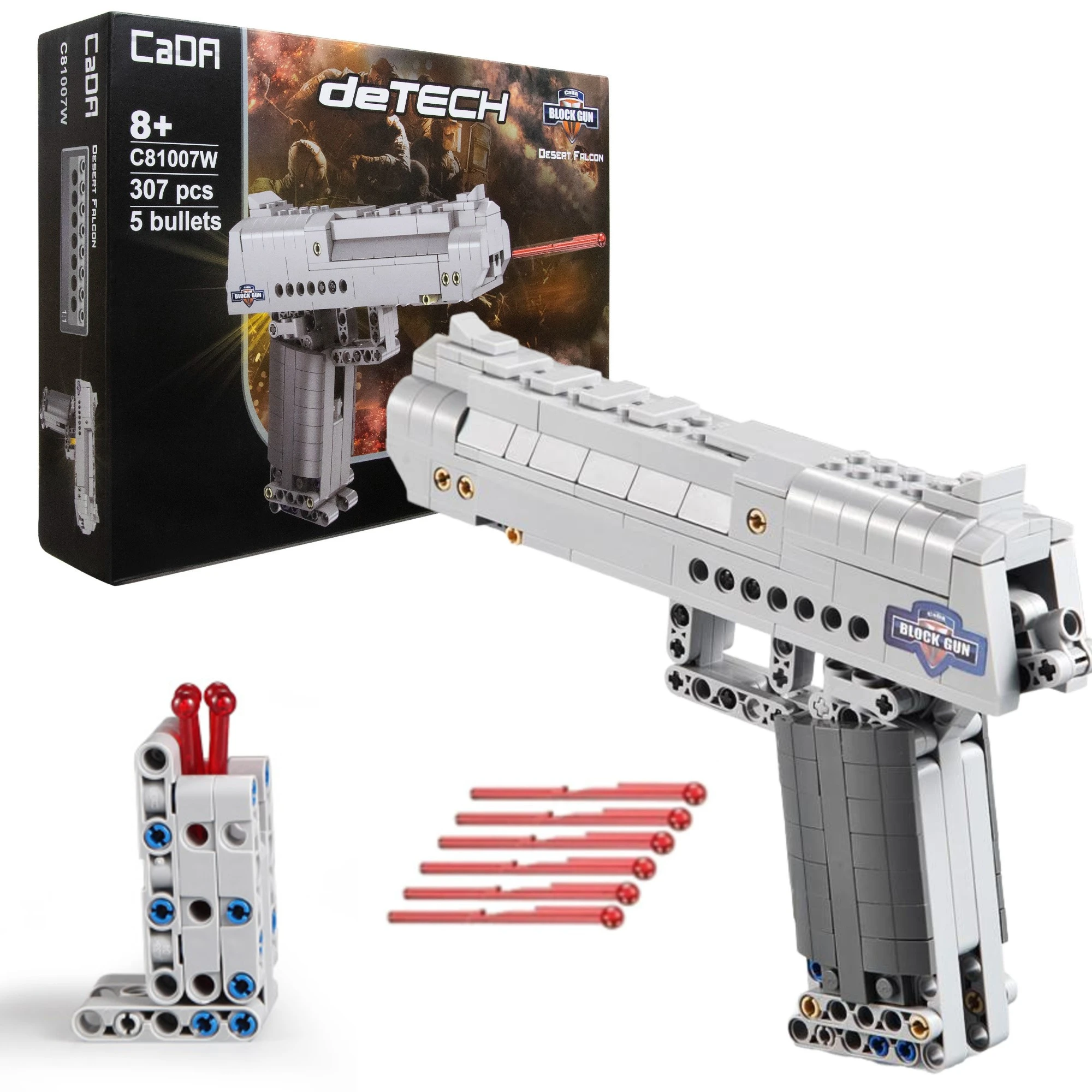 CaDA Konstruktionsbausteine schießende Pistole mit 5 Schuss Desert Falcon C81007W