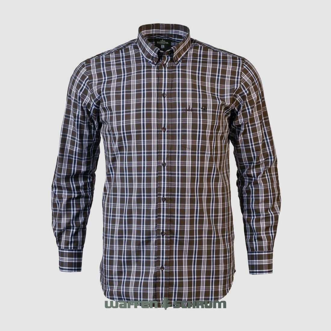 Chemise de chasse Foresta à carreaux olive-bleu
