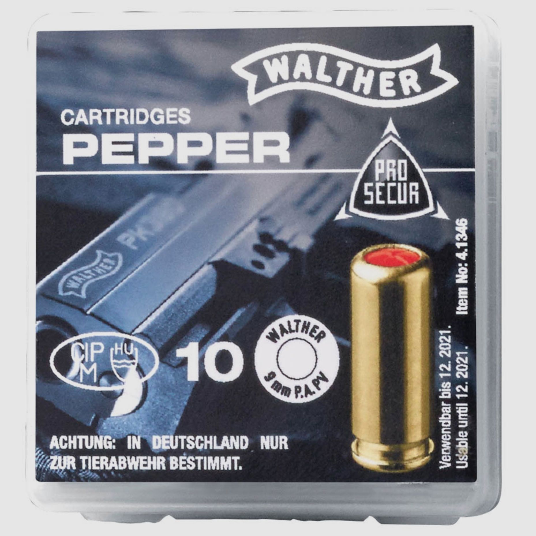Walther 4.1346 Pfeffermunition 9mm P.A. PV für Schreckschusswaffen Pyro