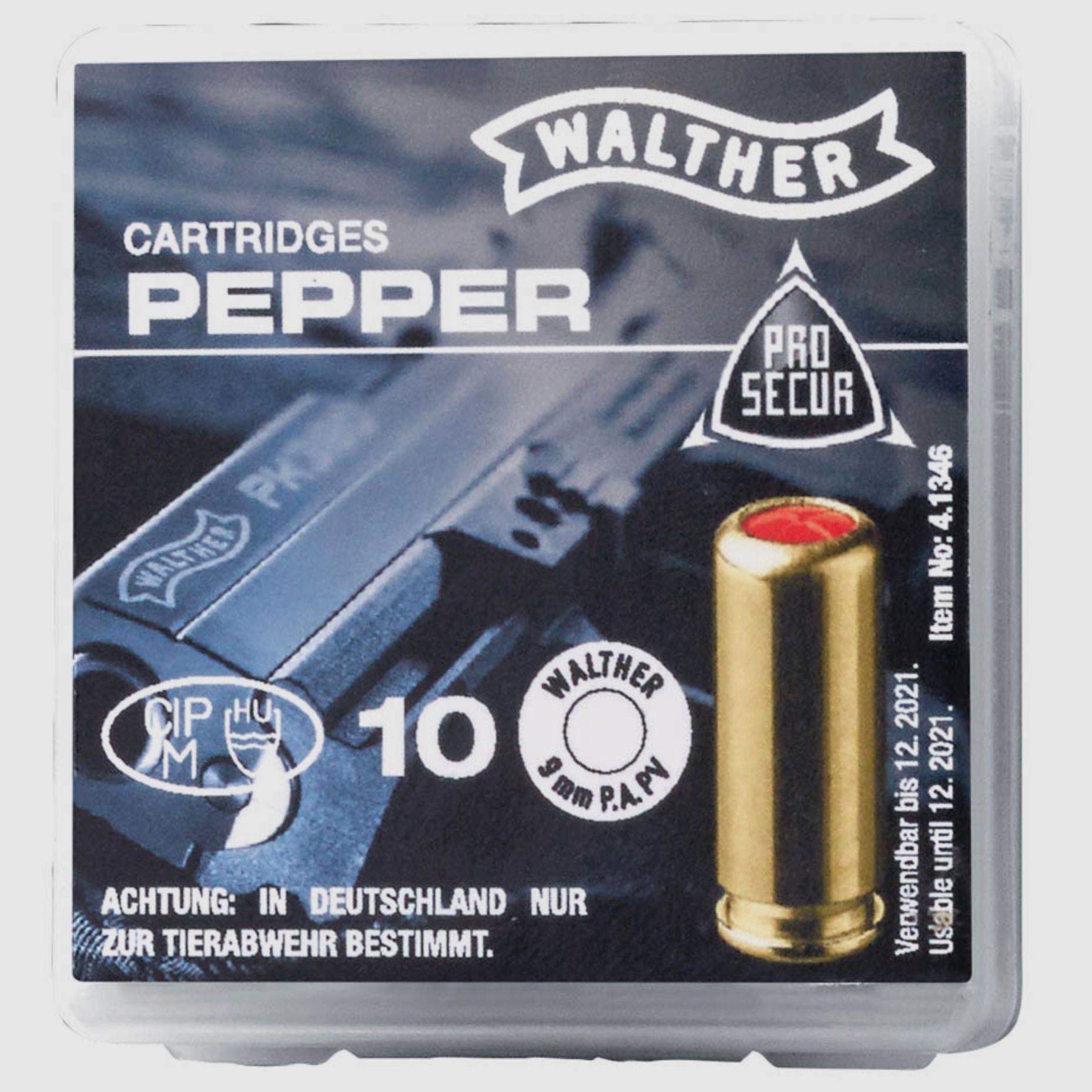 Walther 4.1346 amunicja pieprzowa 9mm P.A. PV do broni alarmowej Pyro