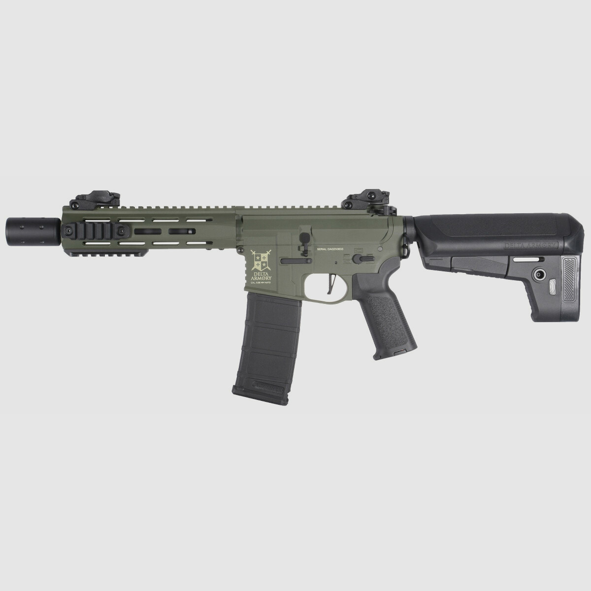 M4 AR15 M-LOK SilentOps 8 Zoll CHARLIE Oliv S-AEG Airsoft Gewehr Frei ab 18 Jahren | Delta Armory
