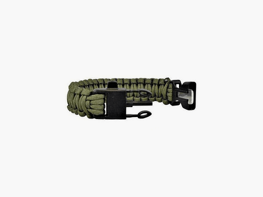 Paracord-Armband mit Pfeife und Feuerstahl – Grün