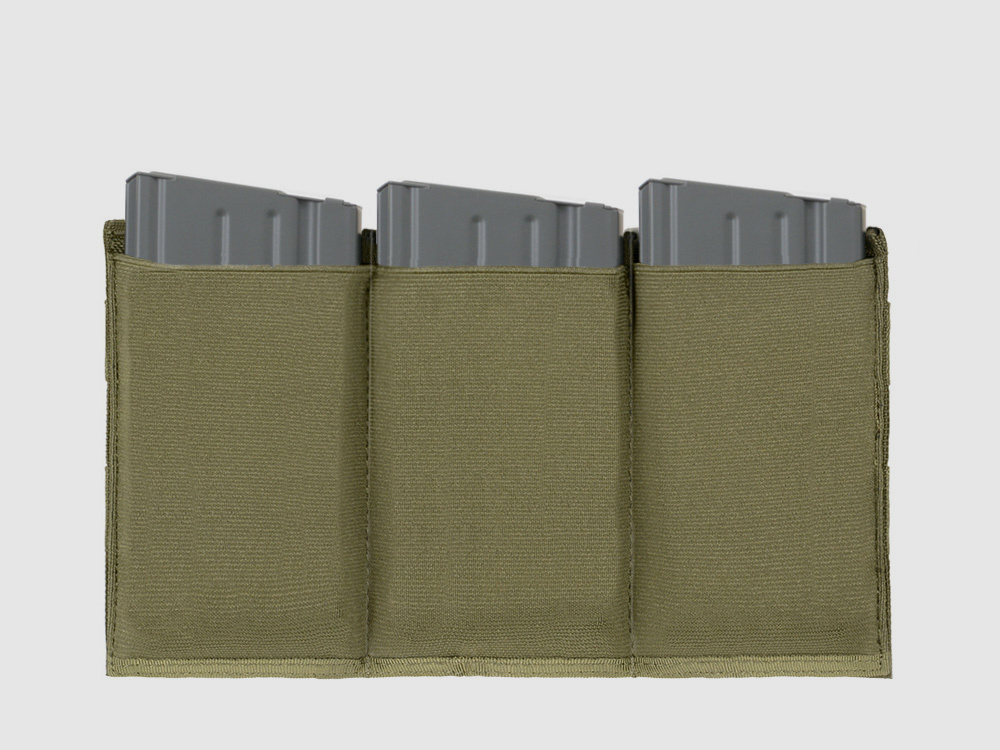 Elastic Triple SR25/M14/SCAR-H/HK417 Magazine Pouch - Olive