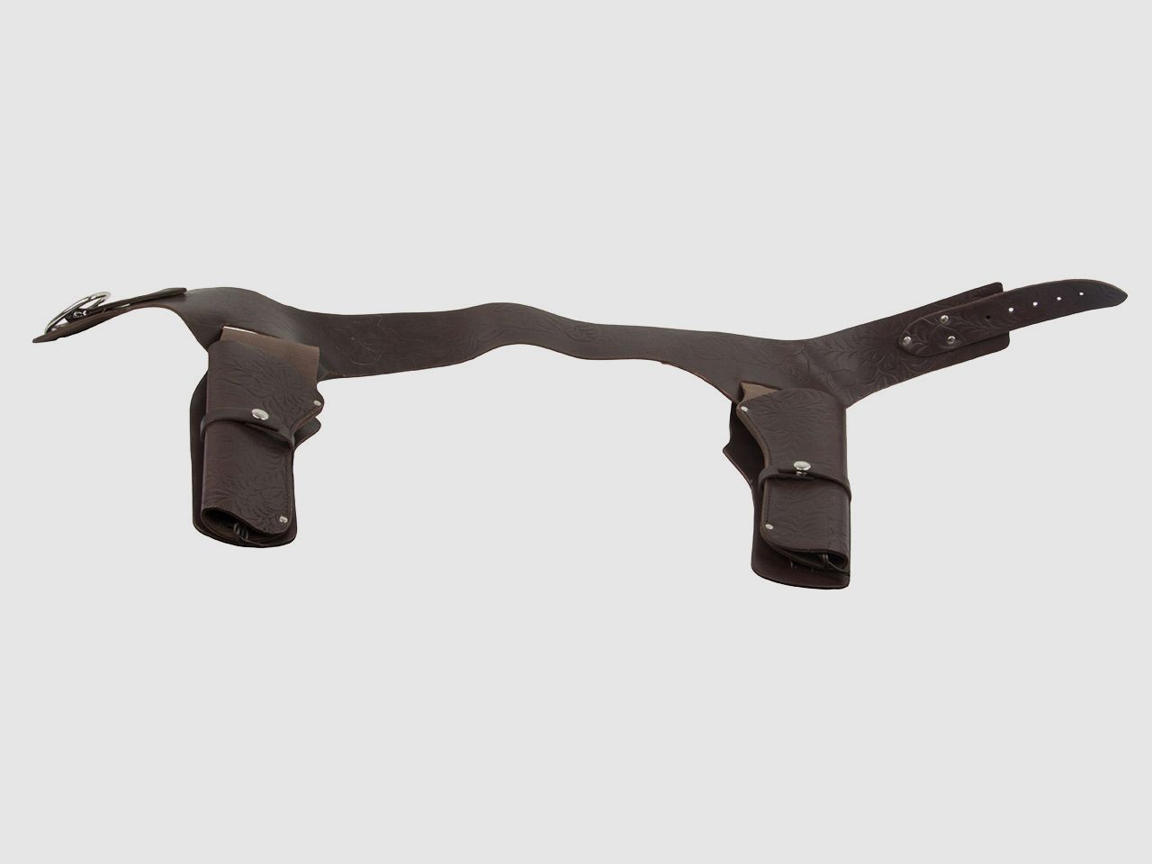 Western Revolvergurt mit Verzierungen LĂ¤nge 110 cm dunkelbraun mit 2 Holster