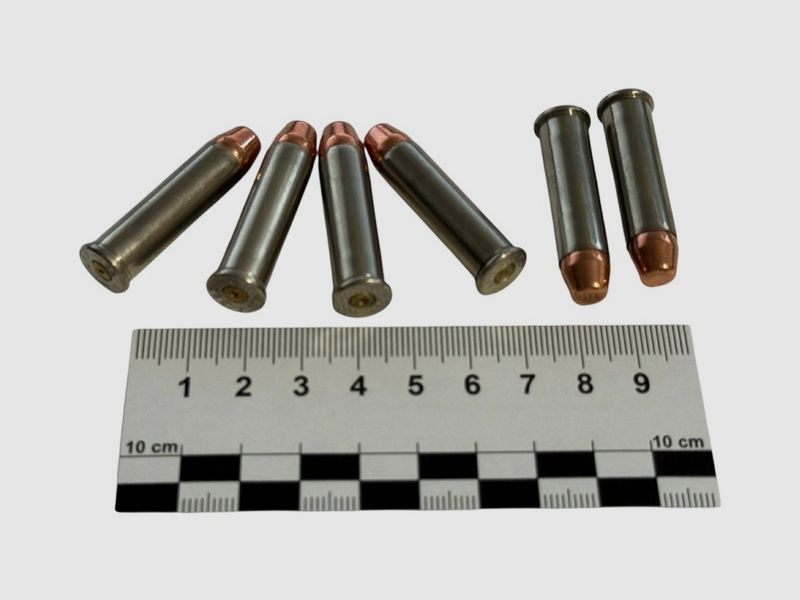6 pcs. Désarmement calibre .357 Magnum en version tout métal S&W en douille nickelée