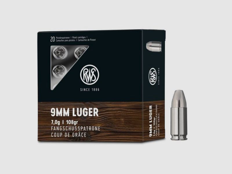 RWS 9 mm Luger Hollow Point Fangschuss 7,0g/108gr - 20 cartucce